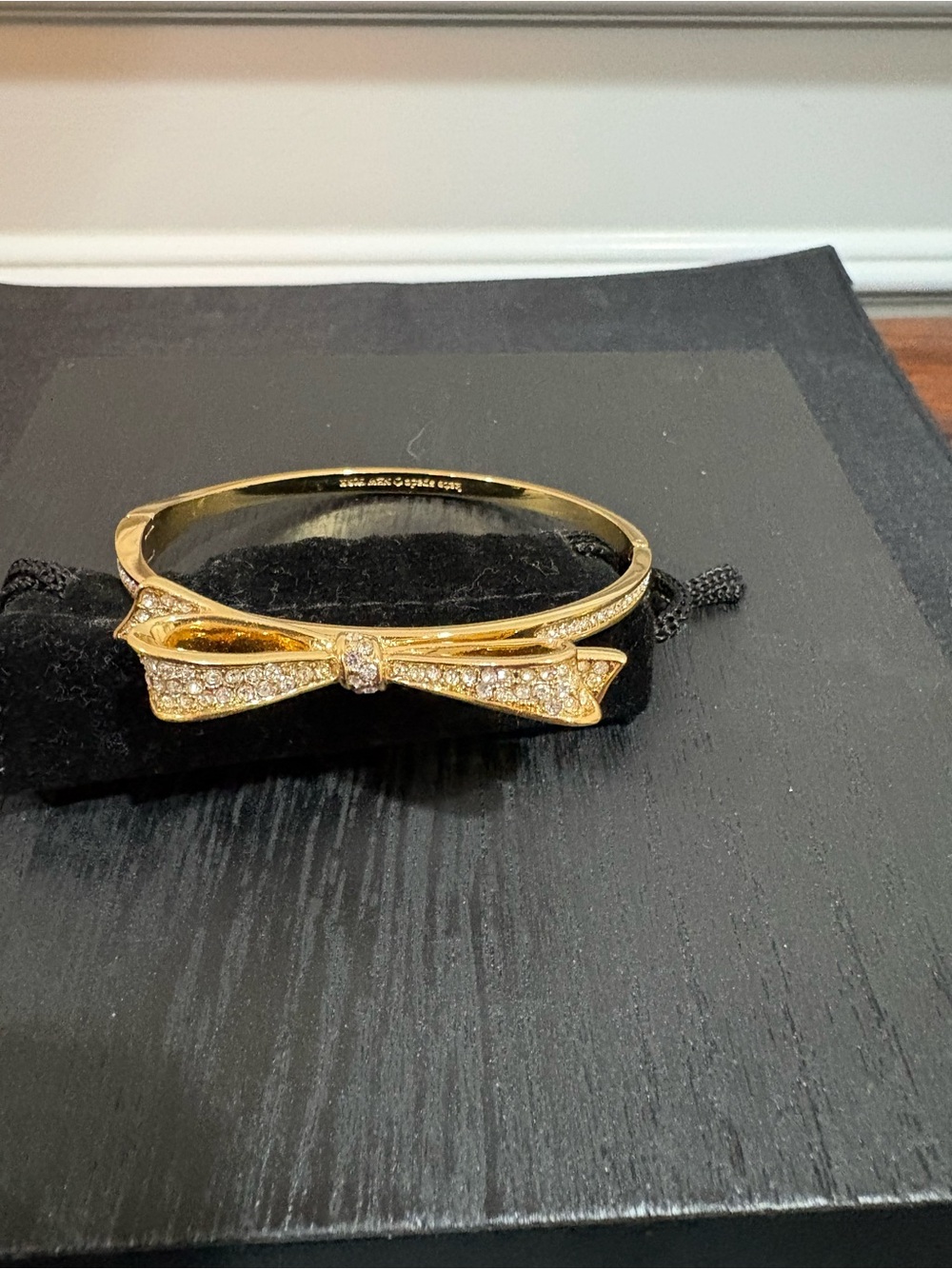kate spade Love Notes Pave Crystal Bow Hinged Bangle Bracelet